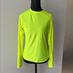 bebe Neon Yellow Long Sleeve Rash Guard UPF protection